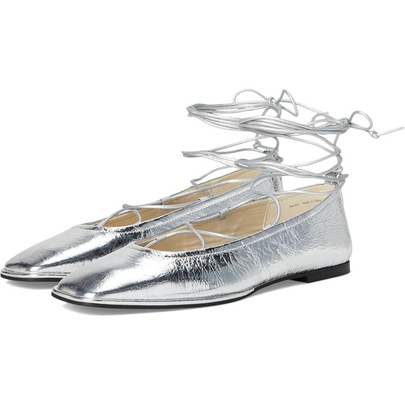 Dolce Vita Shoes - Dolce Vita Metallic Silver Lace-Up Pointed Flats